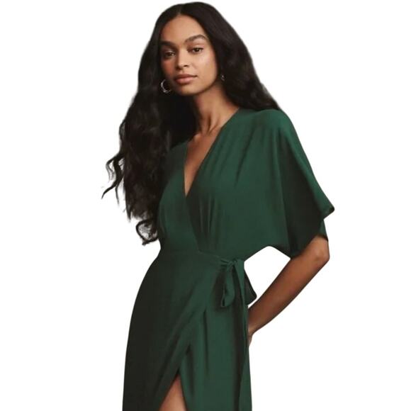 $348 Reformation Anthropologie Petites Winslow Dress Emerald Small NWT - Picture 4 of 8